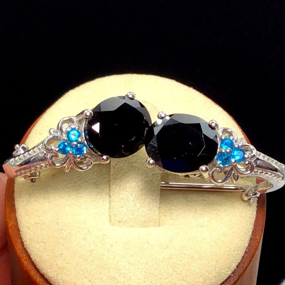 Chuck Clemency Sterling Silver Black Spinel Earrings Omega Backs 7/8”